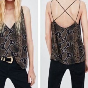 Zara snake print strappy crop top blouse XS